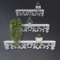 Living and Home Set of 3 Floating Shelves Storage Display Rack Wall-Mounted Plant Stand in White - thumbnail 4