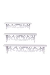 Living and Home Set of 3 Floating Shelves Storage Display Rack Wall-Mounted Plant Stand in White - thumbnail 2