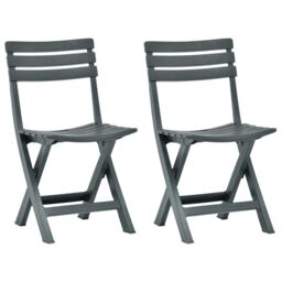 Berkfield Home Folding Garden Chair 2 pcs Plastic Green - thumbnail 1
