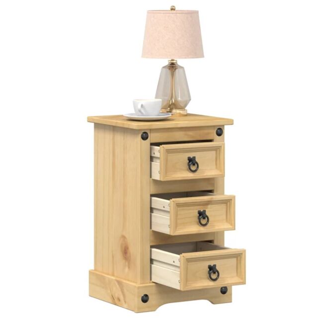 Berkfield Home Bedside Cabinet Corona 35x32.5x58 cm Solid Wood Pine in Brown - image 1