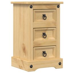 Berkfield Home Bedside Cabinet Corona 35x32.5x58 cm Solid Wood Pine in Brown - thumbnail 2