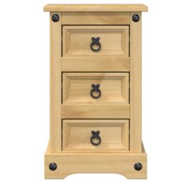 Berkfield Home Bedside Cabinet Corona 35x32.5x58 cm Solid Wood Pine in Brown - thumbnail 4