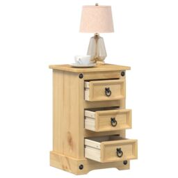 Berkfield Home Bedside Cabinet Corona 35x32.5x58 cm Solid Wood Pine in Brown - thumbnail 1