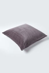 Homescapes Velvet Cushion Cover 100% Cotton, Soft & Machine Washable in Dark Grey - Size: 40 cm x 40 cm - thumbnail 3