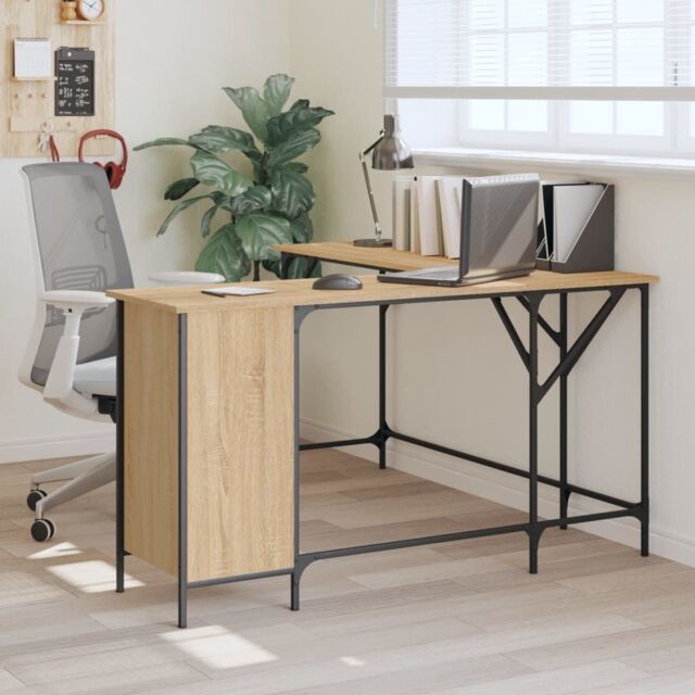 Berkfield Home Desk Sonoma Oak 141x141x75 cm Engineered Wood in Brown - Size: 141 x 141 x 75 cm - image 1