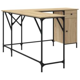 Berkfield Home Desk Sonoma Oak 141x141x75 cm Engineered Wood in Brown - Size: 141 x 141 x 75 cm - thumbnail 6