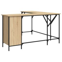 Berkfield Home Desk Sonoma Oak 141x141x75 cm Engineered Wood in Brown - Size: 141 x 141 x 75 cm - thumbnail 2