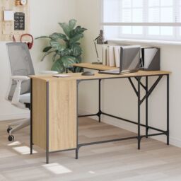 Berkfield Home Desk Sonoma Oak 141x141x75 cm Engineered Wood in Brown - Size: 141 x 141 x 75 cm - thumbnail 1