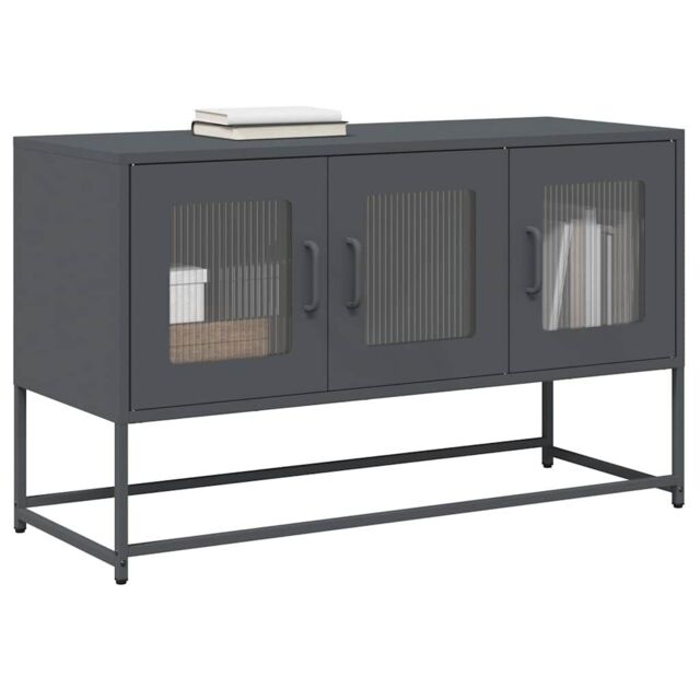 Berkfield Home TV Cabinet Anthracite 100.5x39x60.5 cm Cold-rolled Steel in Black - image 1