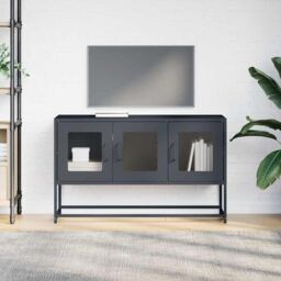 Berkfield Home TV Cabinet Anthracite 100.5x39x60.5 cm Cold-rolled Steel in Black - thumbnail 4