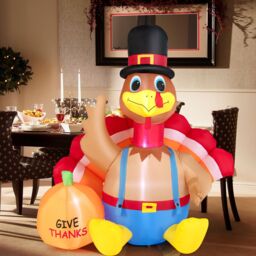 Costway Thanksgiving Inflatable Turkey with Pumpkin Indoor Outdoor Blow-up Turkey - thumbnail 1