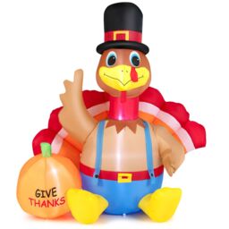 Costway Thanksgiving Inflatable Turkey with Pumpkin Indoor Outdoor Blow-up Turkey - thumbnail 3
