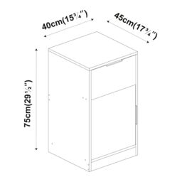 EONLION Office Under Desk Storage Cabinet with 1 Drawer & 1 Door End Side Bedside Table in White - thumbnail 2