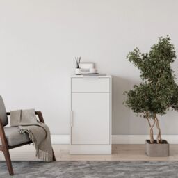 EONLION Office Under Desk Storage Cabinet with 1 Drawer & 1 Door End Side Bedside Table in White - thumbnail 3
