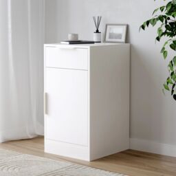 EONLION Office Under Desk Storage Cabinet with 1 Drawer & 1 Door End Side Bedside Table in White - thumbnail 1