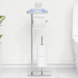 VOGREX Elegant Modern Freestanding Toilet Paper Holder in Silver - thumbnail 3