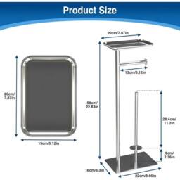 VOGREX Elegant Modern Freestanding Toilet Paper Holder in Silver - thumbnail 2