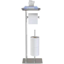 VOGREX Elegant Modern Freestanding Toilet Paper Holder in Silver