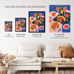 "Wee Blue Coo Wall Art Print Informal Dinner Party Pizza Kitchen Fun Living Room Framed - Size: W12"" x H16""" - thumbnail 3