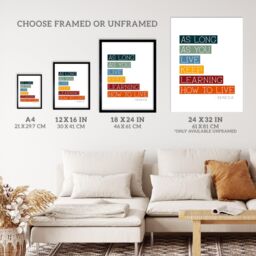 "Wee Blue Coo Wall Art Print Seneca Quote Keep Learning How to Live Philosophy Poster - Size: W24"" x H32""" - thumbnail 3