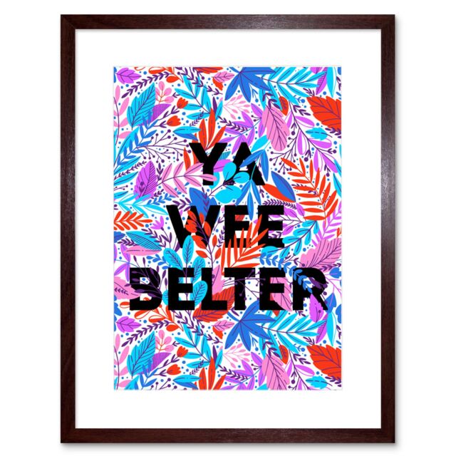 "Artery8 Wall Art Print Woven Flower Typography Scotland Wee Belter Artwork Framed 9X7 Inch in Brown - Size: W7"" x H9""" - image 1