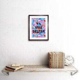"Artery8 Wall Art Print Woven Flower Typography Scotland Wee Belter Artwork Framed 9X7 Inch in Brown - Size: W7"" x H9""" - thumbnail 2