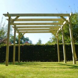 Rutland County Garden Furniture Ltd Garden Pergola 6 Posts - Wood - L360 x W660 x H270 cm - Rustic Brown in Light Green - thumbnail 3