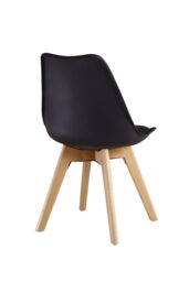 Life Interiors Set of 6 'Tulip Dining Chairs' Leather Padded Seat Solid Wood Legs in Black - thumbnail 4