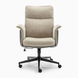 FurnitureboxUK Margaux Grey & Cream Jumbo Corduroy Swivel Office Chair - thumbnail 4