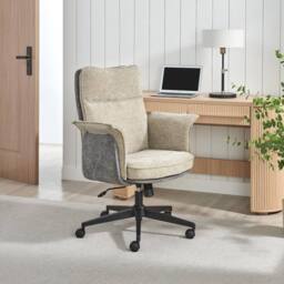 FurnitureboxUK Margaux Grey & Cream Jumbo Corduroy Swivel Office Chair