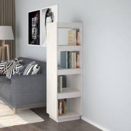 Berkfield Home Beautiful Book Cabinet/Room Divider White 40x35x135 cm Solid Pinewood - Size: 40 x 35 x 135 cm - thumbnail 2