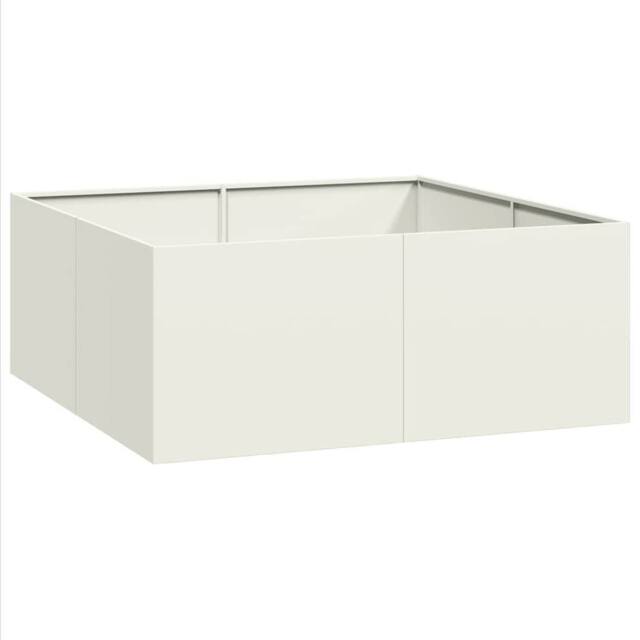 Berkfield Home Planter White 100x100x40 cm Steel in Off-White - Size: 100 x 100 x 40 cm - image 1