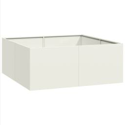 Berkfield Home Planter White 100x100x40 cm Steel in Off-White - Size: 100 x 100 x 40 cm - thumbnail 1