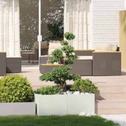 Berkfield Home Planter White 100x100x40 cm Steel in Off-White - Size: 100 x 100 x 40 cm - thumbnail 3