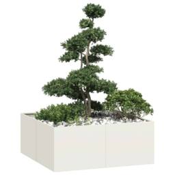 Berkfield Home Planter White 100x100x40 cm Steel in Off-White - Size: 100 x 100 x 40 cm - thumbnail 2