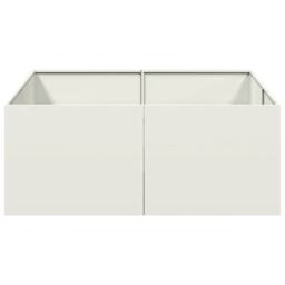 Berkfield Home Planter White 100x100x40 cm Steel in Off-White - Size: 100 x 100 x 40 cm - thumbnail 4