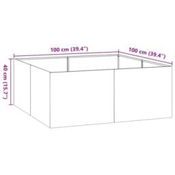 Berkfield Home Planter White 100x100x40 cm Steel in Off-White - Size: 100 x 100 x 40 cm - thumbnail 9