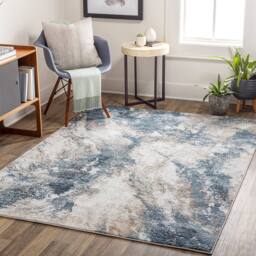Livabliss Allegro-Abstract Grey Blue Brown Modern Marble Living Dining Rug - Size: 160 cm x 215 cm