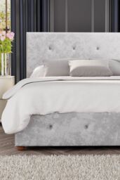 Laurence Llewelyn-Bowen Hesper Ottoman Storage Bed in Mirazzi Velvet Fabric, Custom Made in Silver - Size: King - thumbnail 1