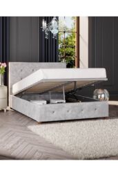 Laurence Llewelyn-Bowen Hesper Ottoman Storage Bed in Mirazzi Velvet Fabric, Custom Made in Silver - Size: King - thumbnail 3