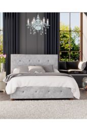 Laurence Llewelyn-Bowen Hesper Ottoman Storage Bed in Mirazzi Velvet Fabric, Custom Made in Silver - Size: King - thumbnail 5