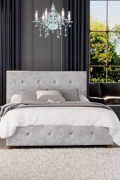 Laurence Llewelyn-Bowen Hesper Ottoman Storage Bed in Mirazzi Velvet Fabric, Custom Made in Silver - Size: King - thumbnail 4