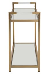Orsina Matte Gold Console Table, Art Deco-Inspired Matte Gold Stainless Steel & Clear Glass Console Table - thumbnail 3