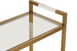 Orsina Matte Gold Console Table, Art Deco-Inspired Matte Gold Stainless Steel & Clear Glass Console Table - thumbnail 5