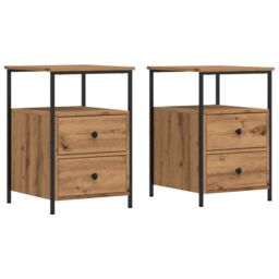 Berkfield Home Bedside Cabinets 2 pcs Artisan Oak 34x35.5x50 cm Engineered Wood in Brown - thumbnail 2