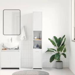 Berkfield Home Bathroom Cabinet White 30x30x183.5 cm Engineered Wood - thumbnail 3