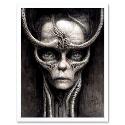 "Artery8 Wall Art Print Gothic Fantasy Alien Art Framed in White - Size: W12"" x H16""" - thumbnail 1