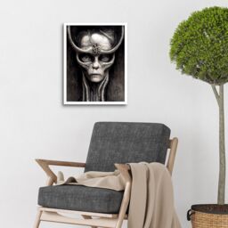 "Artery8 Wall Art Print Gothic Fantasy Alien Art Framed in White - Size: W12"" x H16""" - thumbnail 2