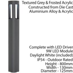 Loops Outdoor Post Bollard Light Grey Triangle IP54 Modern Garden Driveway Lamp LED - thumbnail 2