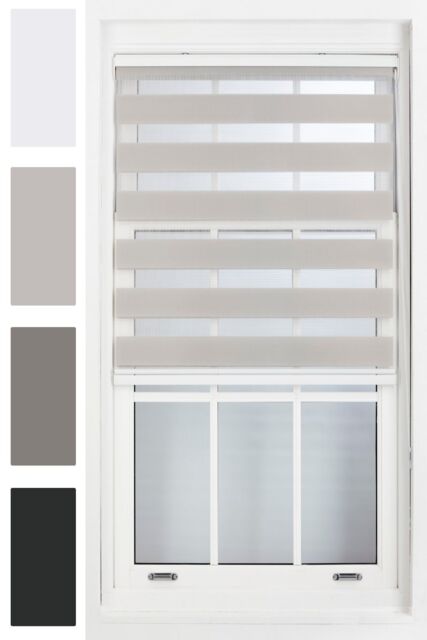 Furnished Day & Night Roller Blind Zebra Striped Window Blinds in Grey - Size: 120 cm width x 165 cm drop - image 1